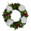 Dušičkový veniec s bielymi chryzantémami Ø35 cm