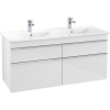 VILLEROY & BOCH Venticello závesná skrinka pod dvojumývadlo, 4 zásuvky, 1253 x 502 x 590 mm, Glossy White, A93001DH