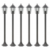 Záhradné lampy, 110 cm, E27, hliník, 6ks, hnedé