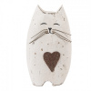 Clayre & Eef Biela antik drevená dekorácia mačička Rustic Cat L - 8*6*14 cm - Clayre & Eef