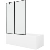 Mexen Cubik obdĺžniková vaňa 160 x 70 cm s obkladom a 1-krídlovou sprchovou zástenou 120 cm, Čierny vzor - 550316070X9412117070