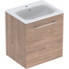 GEBERIT Selnova Square závesná skrinka s umývadlom s úzkym okrajom (s otvorom/s prepadom), 1 dvierka, 600 x 480 x 652 mm, orech hickory/melamín s drevenou štruktúrou, 501.254.00.1