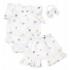 Zavinovacie body, kraťasky + čelenka, mušelín, Srdiečko, Baby Nellys, smotanové, veľ. 86, 86 (12-18m)