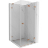 Mexen Lunar-F L, sprchový kút pravý 70 x 70 cm, 8mm číre sklo, profil medená matná, 836L-070-070-65-00-P