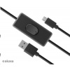 AKASA kabel USB-A 2.0 na Micro-B, napájecí kabel se switchem (pro Raspberry Pi 3 / 2 /1 / Zero), 1.5m AK-CBUB58-15BK
