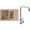 Set Alveus (dřez Cadit 70 Beige 55 + baterie Angle Kartáčovaná ocel) SETA22072