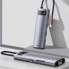 Baseus Metal Gleam Series 8-in-1 Multifunctional Type-C HUB Docking Station Gray(Type-C to HDMI*1+USB3.0*3+PD*1+RJ45*1+SD/TF*1)