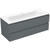 Mexen Rivel kúpeľňová skrinka 120 cm s umývadlom Vela, 2 zásuvky, ryhovaná, grafit mat/biela mat -