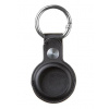 AppleMix Obal / puzdro TACTICAL pre Apple AirTag - kovový krúžok - syntetická koža - čierny