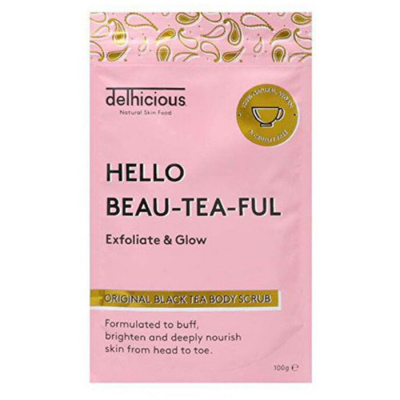 Delhicious Hello Beau-Tea-Ful Original Black Tea Body Scrub - Telový peeling 100 g