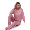 Dámské pyžamo, luxusní, teplé, malinové, pružné s knoflíky u krku 1TB0095 růžová XXL + První výměna zboží zdarma.