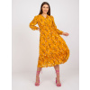 Tmavožlté kvetinové midi šaty s dlhými rukávmi RO-SK-ELB-2309.98-dark yellow S