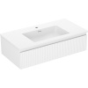 Mexen Rivel, kúpeľňová skrinka 90 cm s umývadlom Otis, 1 zásuvka, drážkovaná, biela matná, 91A20-09023-1-BF01-W18M01