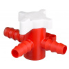 Trojcestný uzatvárací ventil, z PP/PE, červeno-biely, pre hadice s Ø 7-9 mm (BJ = 5 ks)