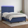 Posteľ boxsping s matracom a LED modrá 140x200 cm látka-ForU-3134803