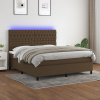 Box spring postel s matrací a LED tmavě hnědá 160x200 cm textil Hnědá 3135128