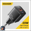 RÝCHLA NABÍJAČKA SIEŤOVÁ USB-C 20W GaN PD QC ESSAGER + KÁBEL 1M 100W
