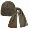 KAMA A159+S07 SET 1+1, pletená MERINO čiapka + šál, zelená