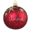 Sklenená vianočná guľa s menom bordó + Text na ozdobu FR tradiční