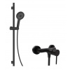 kielle Oudee Sprchový set s batériou, tyčou, hadicou a sprchovou hlavicou, matná čierna 10202SN14