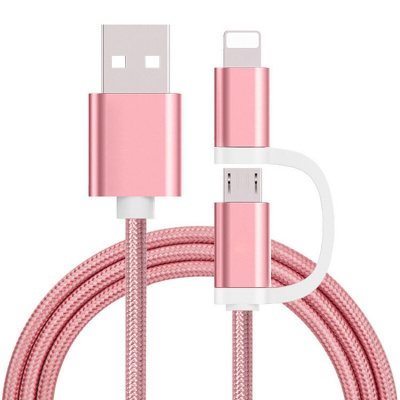 Bomba Micro USB, iPhone kábel 2v1 Farba: Ružová B165_PINK