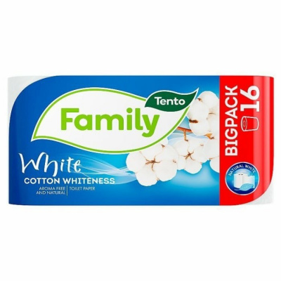 TENTO Family Cotton Whiteness, toaletný papier 16x19m, 16ks