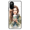 Lesklé pouzdro iSaprio pro Realme C67 - Girl With Latte (Lesklé pouzdro, kryt, obal iSaprio Exclusive na mobil Realme C67 s motivem Girl With Latte - elegantní skleněný vzhled, skvělá ochrana mobilu a