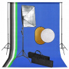 Štúdiový set s lampou typu softbox, pozadiami a blendami