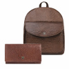 Paolo Peruzzi Dámska darčeková sada, kožená peňaženka a dámsky mestský batoh | hnedá ZUP-108-BR