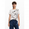 Dámské triko DESIGUAL 24WWTKA1 1001 TS MICKEYDRAWING 1001 WHITE velikost XL