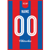 Superfutbal Maketa dresu FC Viktoria Plzeň, modrá / červená Rozmer: A4, Meno a číslo: Vlastné