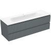 Mexen Rivel kúpeľňová skrinka 140 cm s umývadlom Vela, 2 zásuvky, ryhovaná, grafitová matná/biela matná -
