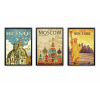 3 Plagát A2 Mesta Retro New York Rím Moskva (3 Plagát A2 Mesta Retro New York Rím Moskva)