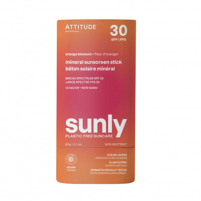 Attitude 100% minerálna ochranná tyčinka na celé telo (SPF 30) s vôňou Orange Blossom 60 g