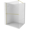 Mexen Kioto+, sprchová zástena Walk-In s poličkou a vešiakom 140 x 200 cm, 8mm sklo s rebrovým vzorom, zlatý matný profil, 800-140-121-55-09