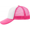 Myrtle Beach | MB 70, 5 panelová polyesterová sieťovaná šiltovka, biela - ružová Neon
