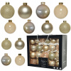 Vianočná guľa na stromček GardenPlus+ sklenená béžová 42 ks mix vzorov 5/6/7 cm