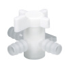 Trojcestný uzatvárací ventil z PVDF, biely, pre hadice s Ø 11-13 mm (BJ = 5 ks)