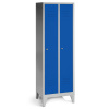 Skriňa na šaty Cabo, 2 diely, š 610, h 500, v 1850 mm, nožičky, sivá, dvere modré