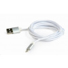 GEMBIRD Kabel USB 2.0 Lightning (IP5 a vyšší) nabíjecí a synchronizační kabel, opletený, 1,8m, stříbrný, blis CCB-mUSB2B-AMLM-6-S