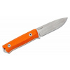 Vega LionSteel B40 GOR bushcraft nôž 9,8 cm, Stonewash, oranžová, G10, kožené puzdro