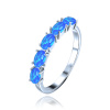 MINET Strieborný prsteň s modrými opálmi veľkosť 54 JMAS0295BR54