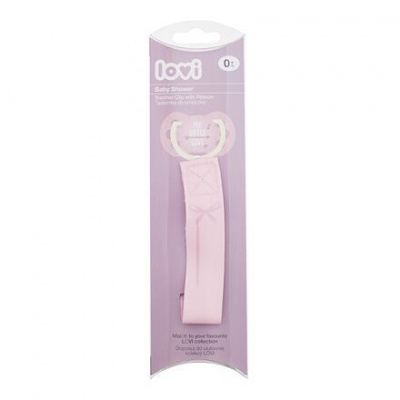 LOVI Baby Shower Soother Clip With Ribbon Girl stužka na dudlík s klipem 2 ks