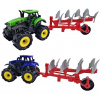 Traktor s pluhom na zotrvačník 25cm - modrá