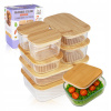 7x sklenené žiaruvzdorné nádoby na potraviny s viečkom - vzduchotesné obedové boxy
