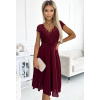 Bordó šifónové šaty s čipkovým výstrihom ALEXIS 381-5 S