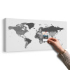 Obraz na korku detailná mapa sveta v čiernobielom prevedení