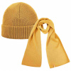 KAMA A159+S07 SET 1+1, pletená čiapka + šál z MERINO vlny, žltá