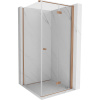 Mexen Mist-F T, 1-krídlový skladací sprchový kút pravý 75 x 75 cm, priehľadný, brúsená meď - 8A6T-075-075-65-00-P