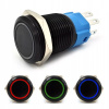 Vypínač On/Off, LED zatváracie tlačidlo 12V 18 mm/16 mm 3 v 1, čierne